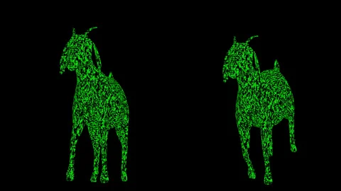 Matrix Digital Code Goat Walk and Run Stock Footage 328511128