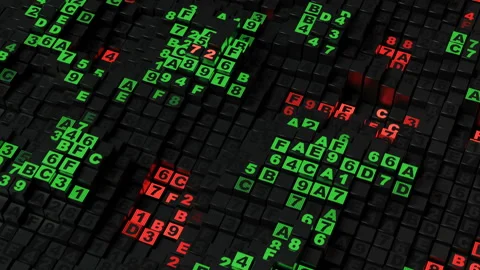 Matrix of digital HEX code seamless loop 3D render animation Stock Footage 121183093