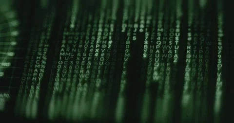 Matrix digital rain, cascading green characters on a black background Stock Footage 314457703