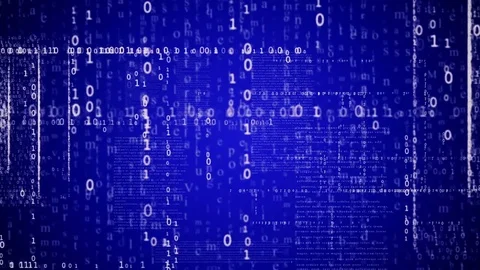 Matrix Digital Text. BLUE Running code text flying. Stock Footage 75453773