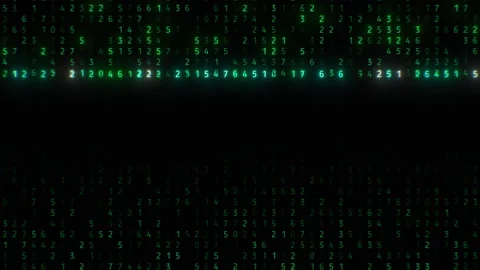 Matrix Effect Falling Numbers Green Color Seamless Digital Dark Background Video stock 303807083