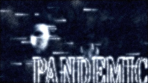 Matrix effect. human hand, pandemic inscription appears on black cyber pattern Stock Footage 127057233