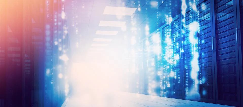 Matrix falling in data center Stock Illustration