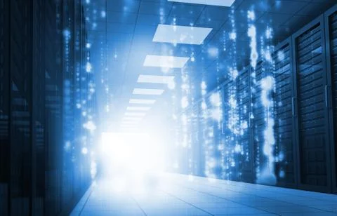 Matrix falling in data center Stock Photos