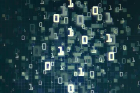 Matrix Futuristic space theme multiple exposure binary numbers moving down fr Foto stock