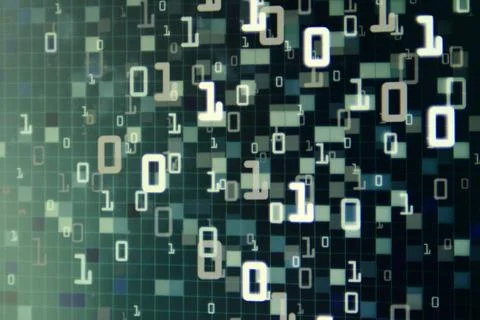 Matrix Futuristic space theme multiple exposure binary numbers moving down fr Stockfoto's