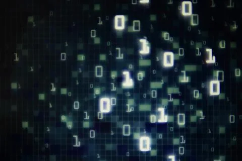 Matrix Futuristic space theme multiple exposure binary numbers moving down fr Stockfoto's