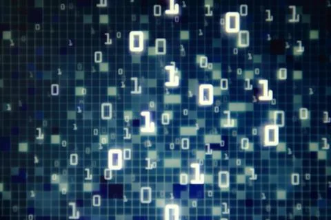 Matrix Futuristic space theme multiple exposure binary numbers moving down fr Foto stock