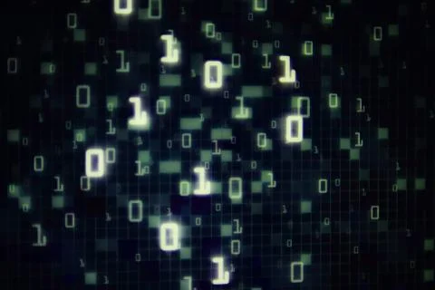 Matrix Futuristic space theme multiple exposure binary numbers moving down fr Stockfoto's