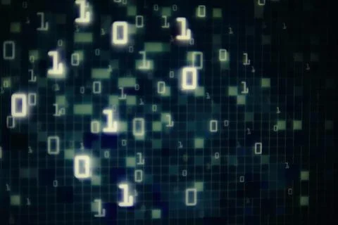 Matrix Futuristic space theme multiple exposure binary numbers moving down fr Stockfoto's