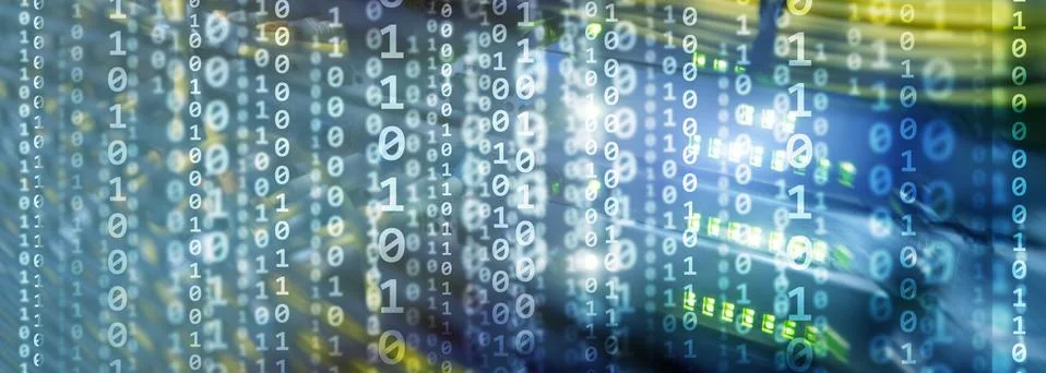 Matrix Futuristic theme multiple exposure binary numbers. Data center Website イラスト素材