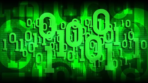 Matrix green background with binary code, digital code in abstract cyberspace Stockillustratie