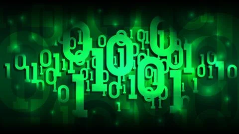 Matrix green background with binary code, digital code cloud of big data Stock Illustration