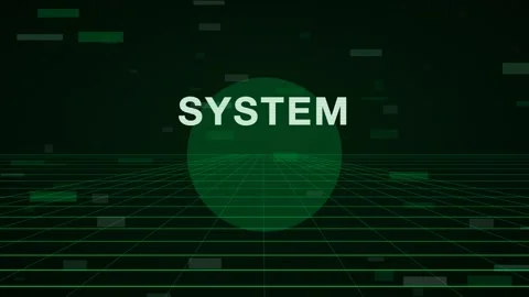 Matrix green on black cyber grid horizon animation, glitch motion background Stock Footage 346233470