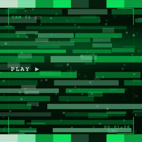 Matrix green on black vhs tracking distortion glitch motion background Stock Footage 346233376