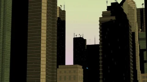 Matrix-like green city skyline Stock Footage 73780750