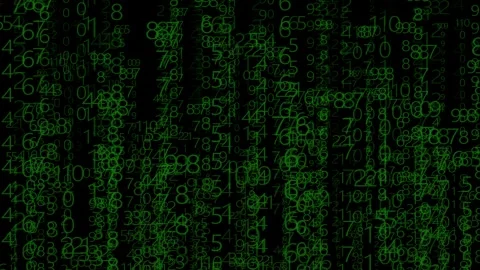 Matrix green number coding background with flowing digital code representing Stock Footage 305768919