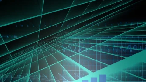 Matrix grid style animation with flowing data Stock Footage 190448122
