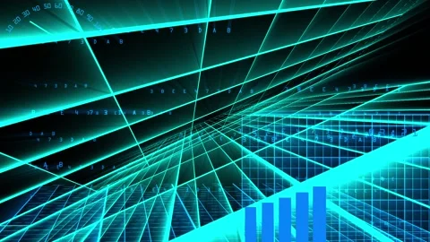 Matrix grid style animation with flowing data Stock Footage 194502886