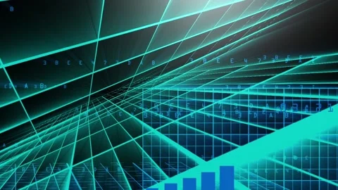 Matrix grid style animation with flowing data Stock Footage 196688519