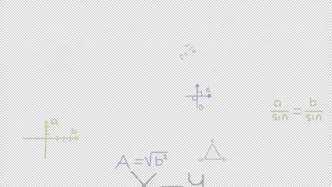 Matrix of handwriting math calculations functions equations formulas loop Stock Footage 303494536