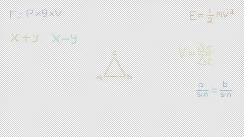 Matrix of handwriting math calculations functions equations formulas loop Stock Footage 303494588