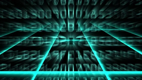 Matrix hexadecimal data flowing in cyberspace animation Stock Footage 190451736