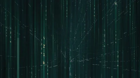 Matrix hexadecimal data flowing in cyberspace animation Stock Footage 237010348