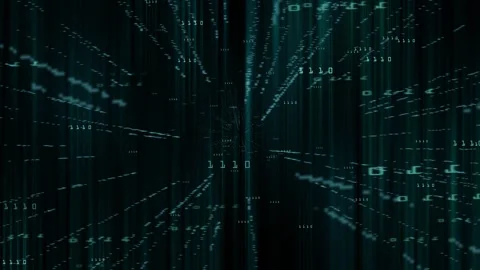 Matrix hexadecimal data flowing in cyberspace Stock Footage 247142456