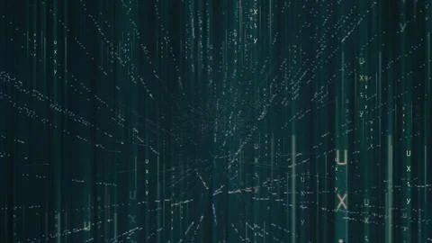 Matrix hexadecimal data flowing in cyberspace animation Illustrazione stock