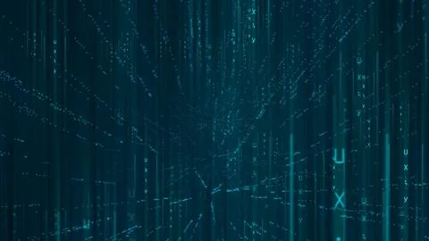 Matrix hexadecimal data flowing in cyberspace animation 스톡 일러스트