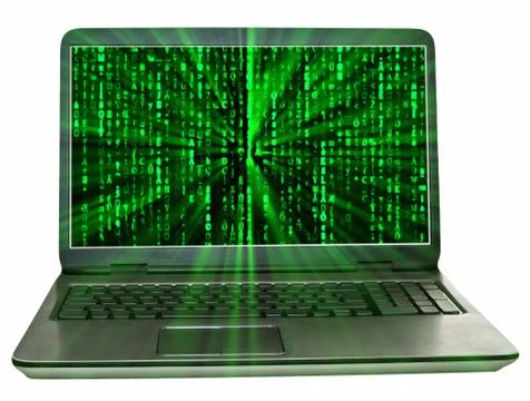 Matrix on laptop Stock Illustration