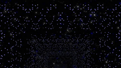 Matrix of lilac particle-pixels. Movement through the tunnel from the arches Stock Footage 157299553