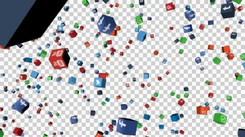 Matrix Made of Social Networking App Cubes (with Alpha-Channel) Stock Footage 46156325