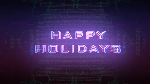 Matrix Mode: Happy Holidays Text Merged with HUD Elements Stock Footage 247106701