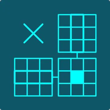 Matrix Multiplication Icon – row-column grid convergence diagram Stock Illustration