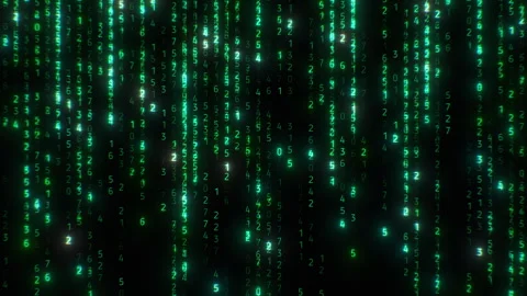 Matrix Rain Effect Falling Numbers Green Color. Computer Scripts Code Digital Stock Footage 303807149