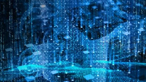Matrix simulation with binary digits, technology background. 스톡 일러스트