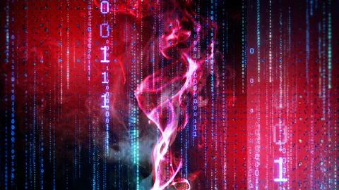 Matrix simulation with binary digits, technology background. 스톡 일러스트