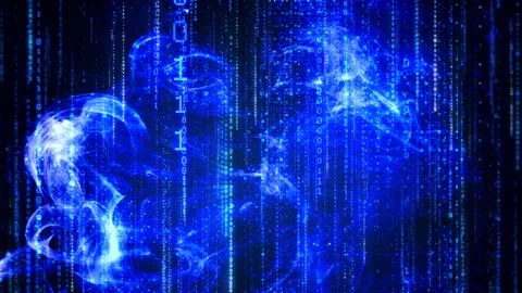 Matrix simulation with binary digits, technology background. 스톡 일러스트