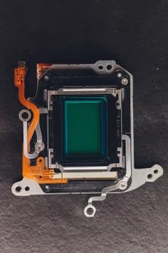 Matrix from a SLR camera on a dark background, macrophotography. Stock Photos
