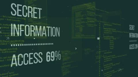 Matrix style 3d rendering of hackers code with an inscription Secret Informat 스톡 일러스트