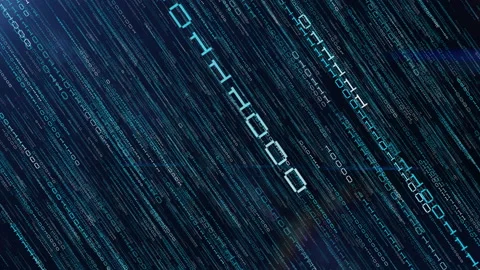 The Matrix style binary code. The camera moves through the falling numbers 스톡 동영상 153002354