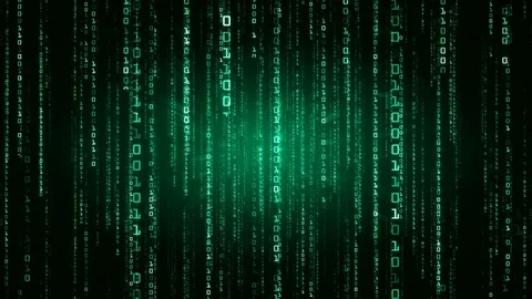 The Matrix style binary code. Falling numbers. Green version. Seamless loop. 4K Stock Footage