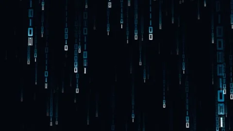 Matrix style binary code rain falling down with glowing blue digital numbers Видео 339059882
