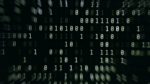 Matrix-style binary numbers in columns with random 0 and 1 highlights Stock Footage 334922132