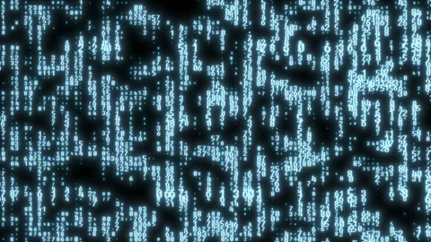 The matrix style code. The camera moves through the falling numbers. Blue Stock Footage 113675661
