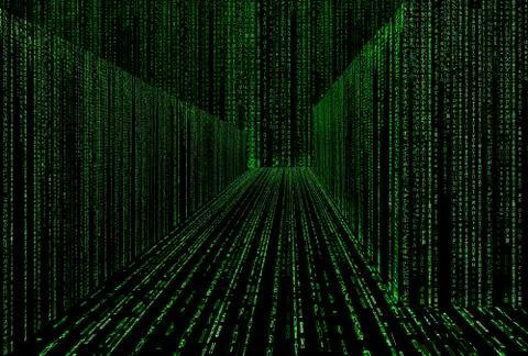 Matrix style cyber corridor as big data storage Stock Illustration