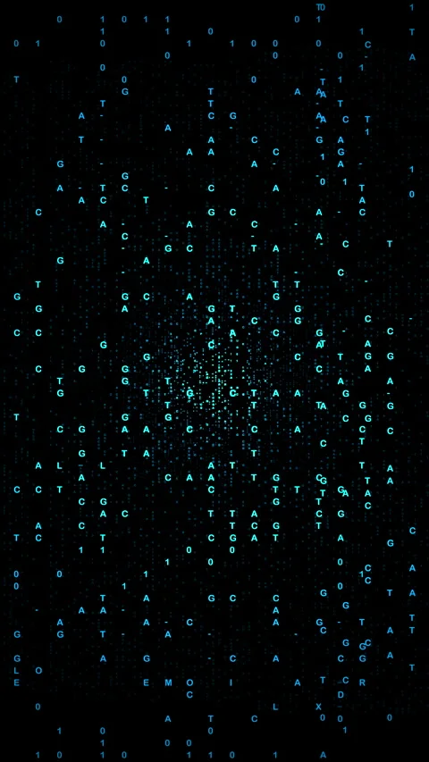 Matrix Style DNA Code Matrix Typography Particle Stream Vertical Animation for Stock Footage 337462434