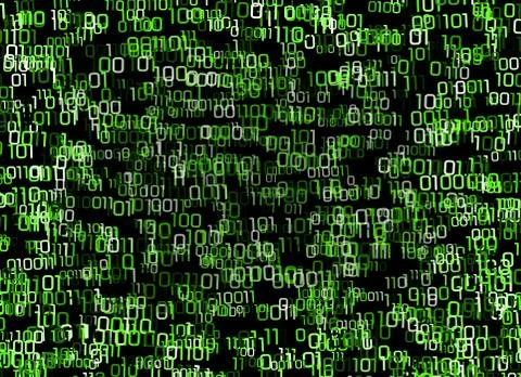 Matrix style green binary numbers background 스톡 일러스트